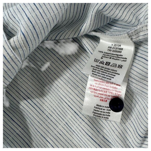 CARREMENT BEAU - SHORT SLEEVES SHIRT - WHITE/BLUE STRIPES - NEW WITH TAG - Picture 4 of 4